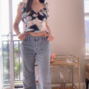 Cutest y2k Funky Print Ruffle Tank Top